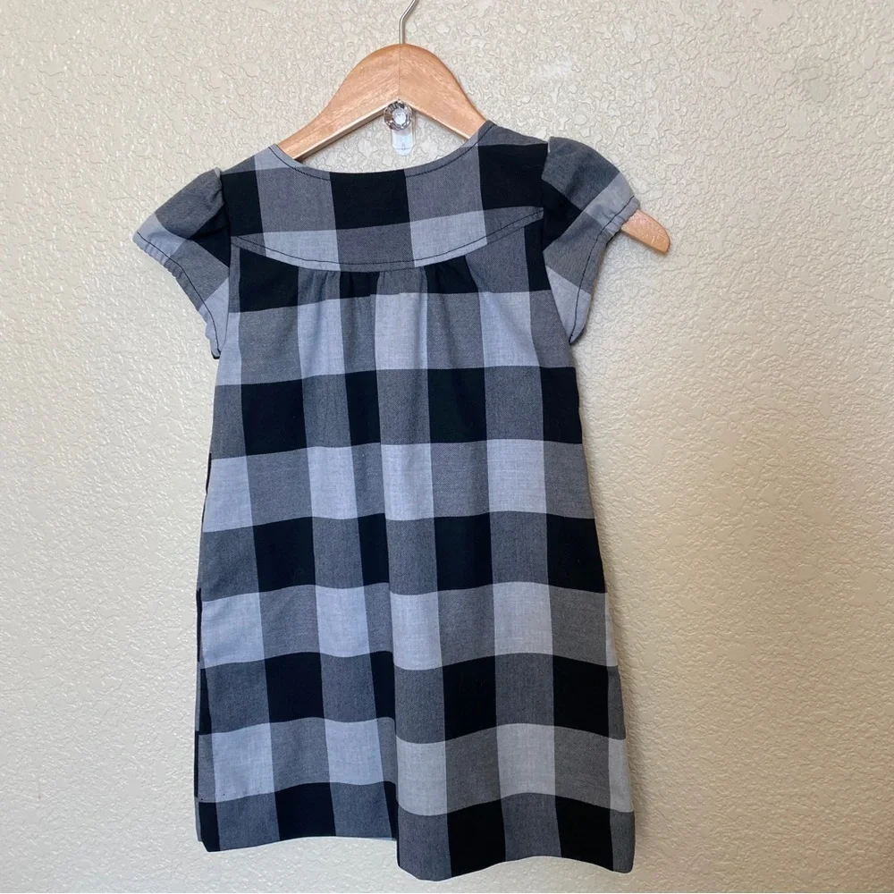 Gap Kids black and white‎ buffalo check dress lined small 6-7 plaid